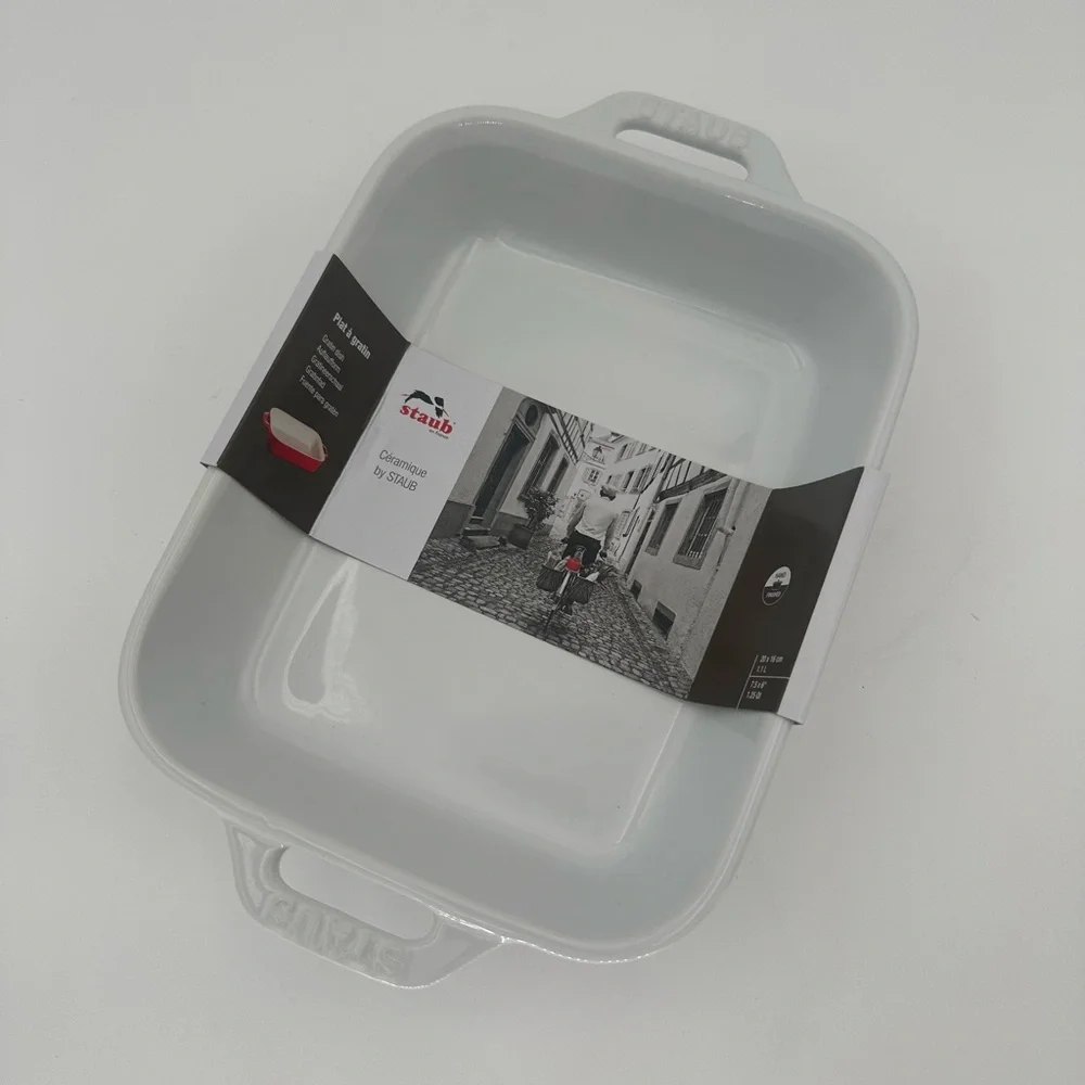 Staub White Rectangular Gratin Dish - Picture 2 of 4